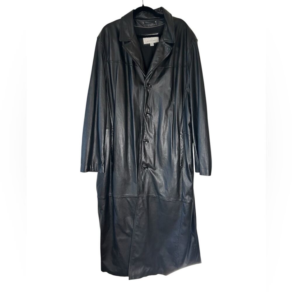 Wilsons Leather men’s Black Leather Trench Coat. 2XL